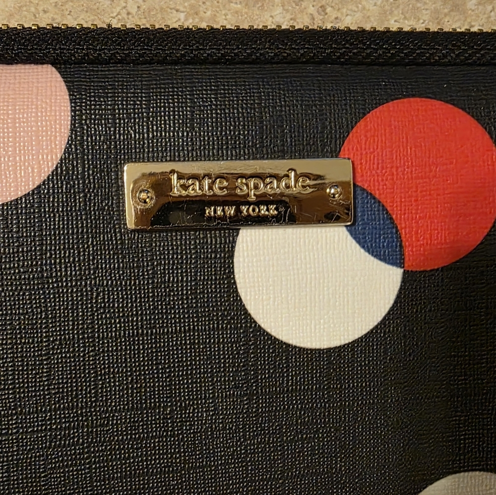 Kate Spade Black & Multicolor Polka Dot Zippered Laptop Sleeve/Case EUC - Picture 2 of 7